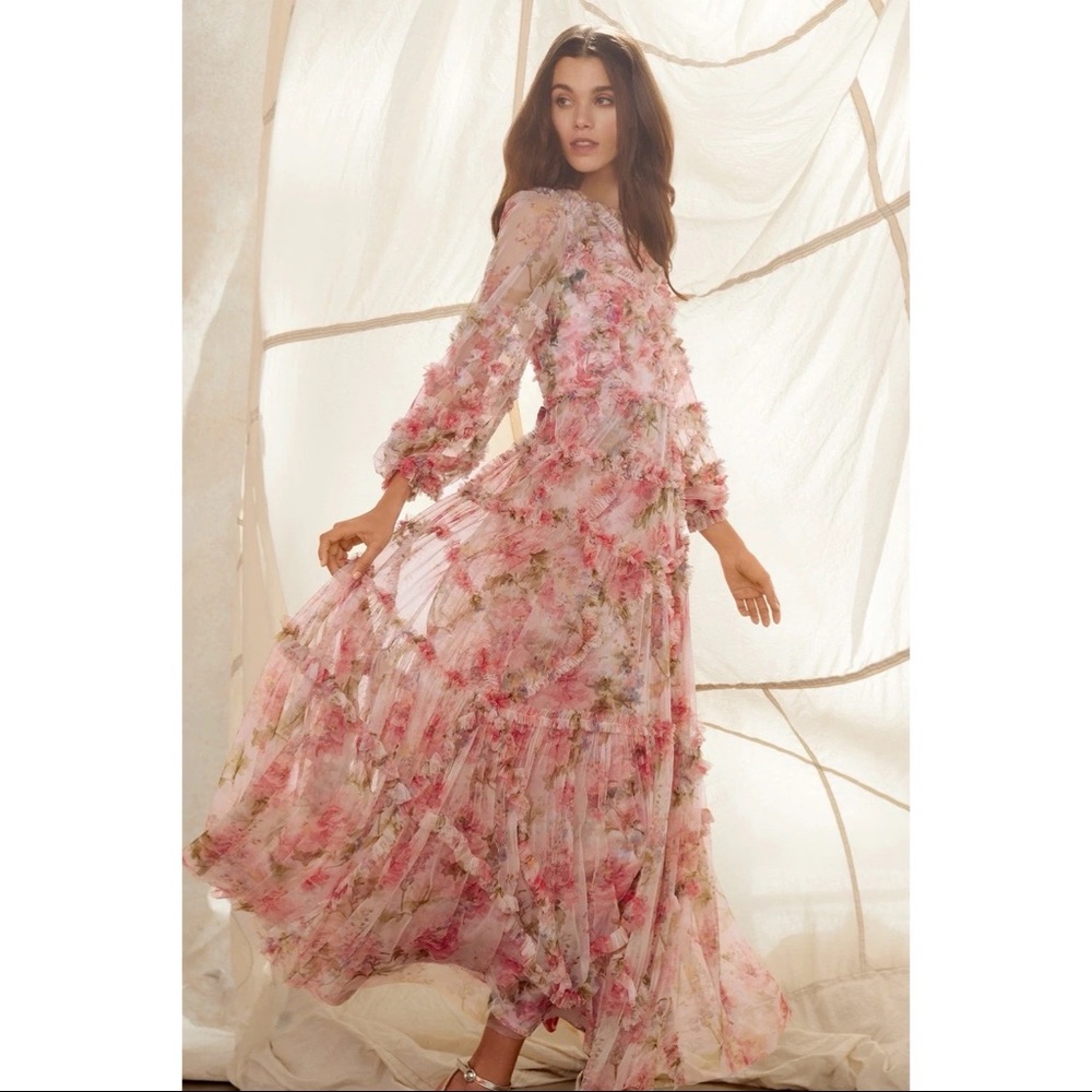 Needle & Thread Summer Song Diamond Ruffle Gown